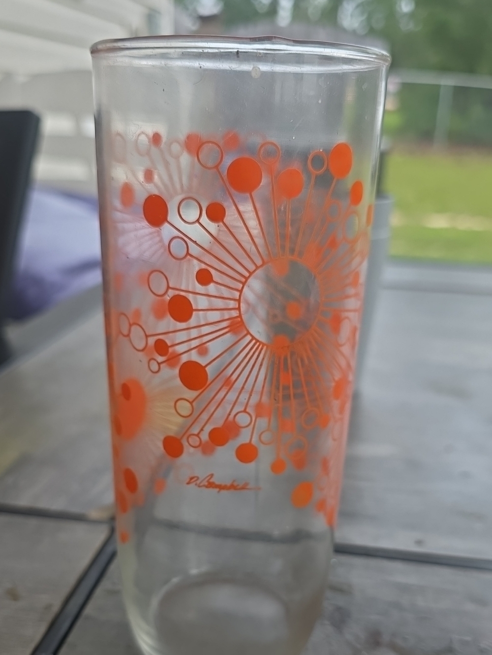 Orange Burst Decorative Glass Tumbler - Home Accents